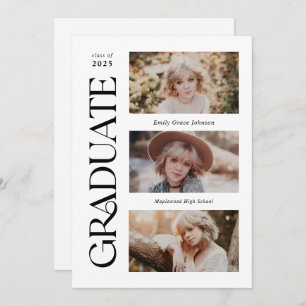 Trendy Serif Multiple Photo Graduation Announcement