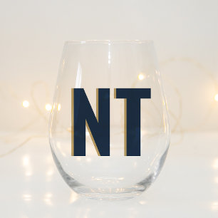 Trendy Shadow Monogram Wedding Customised Stemless Wine Glass