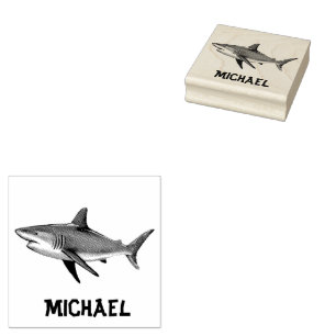Trendy Shark Personalised Rubber Stamp