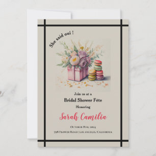 Trendy She Said Oui Macaron French Bridal Shower Invitation