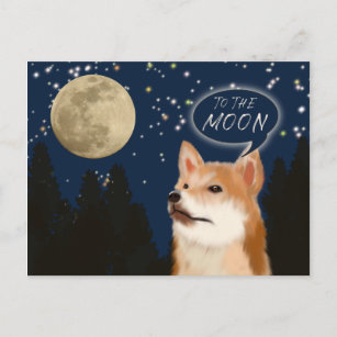 Trendy Shiba Inu Dogecoin Dog To The Moon Saying Postcard