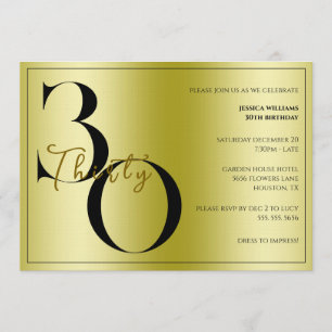 Trendy Shiny Modern unisex 30th Birthday Invitation