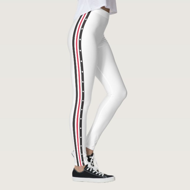 Trendy Side Stripe Fashion Red White Black Dots Leggings (Right)