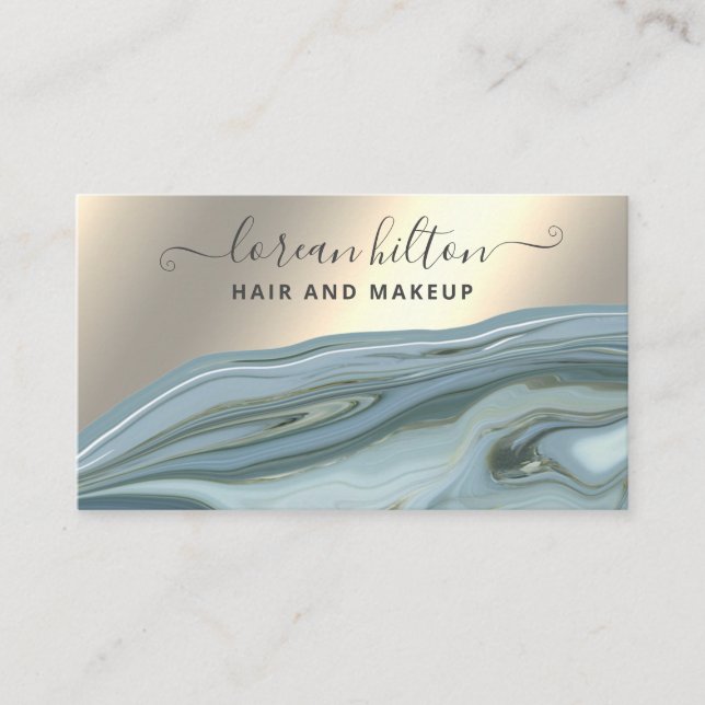 Trendy signature agate geode elegant gold foil bus business card (Front)