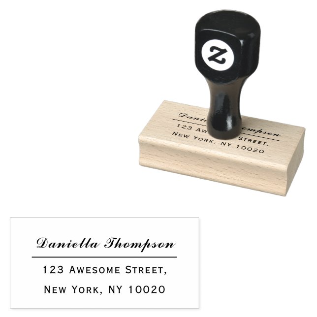 Trendy Signature Script Name Text Return Address Rubber Stamp (Stamped)