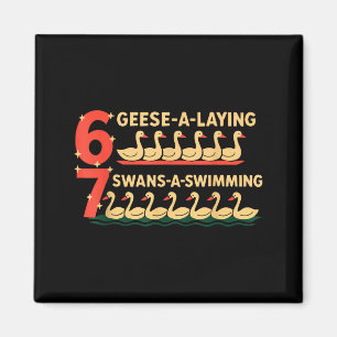 Trendy Silly Goose 6 Geese Laying 7 Swans Swimming Magnet