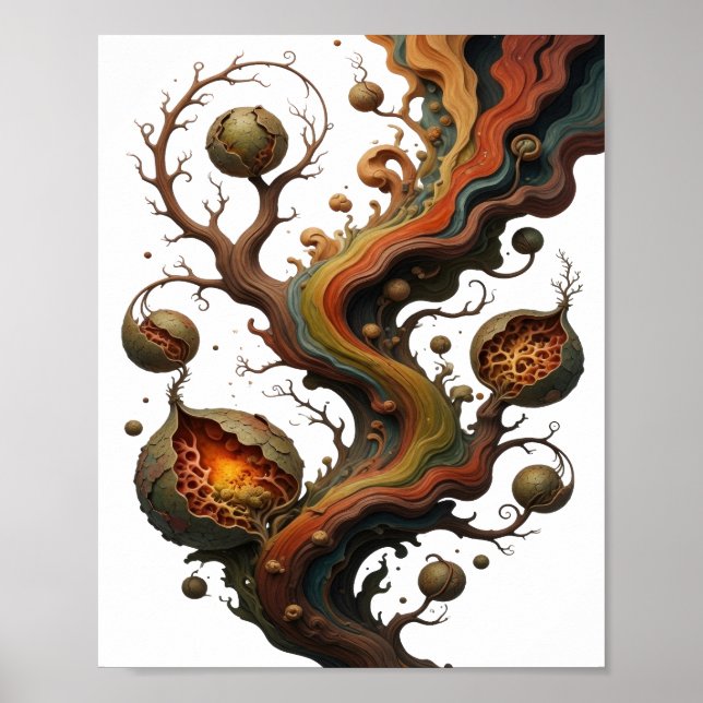 Trendy Silver ABSTRACT ART Graphic Design v2 Poster (Front)