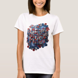 Trendy Silver AMERICA FIRST Slogan Design T-Shirt