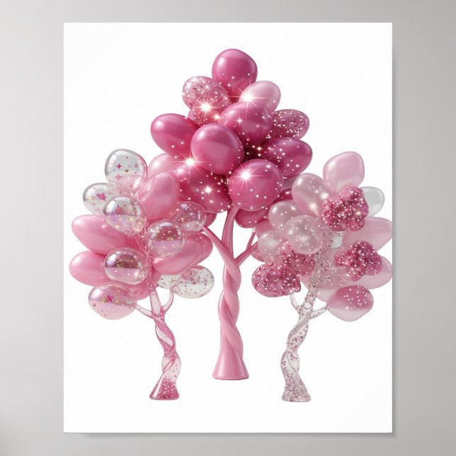 Trendy Silver BALLOON TREE DECORATION 3D Text Art (Front)