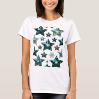 Trendy Silver BLUE STARS 3D Text Art