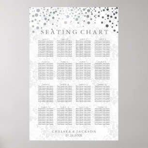 Trendy Silver Dots on White Damask- Seating Chart