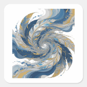 Trendy Silver FEATHERS IN SPIRAL Sticker Design