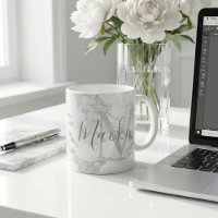 Trendy Silver Foil Marble Monogram