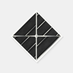 Trendy Silver Geometric Pattern Black Stylish Art Napkin