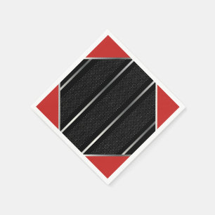 Trendy Silver Geometric Pattern Black Stylish Art Napkin