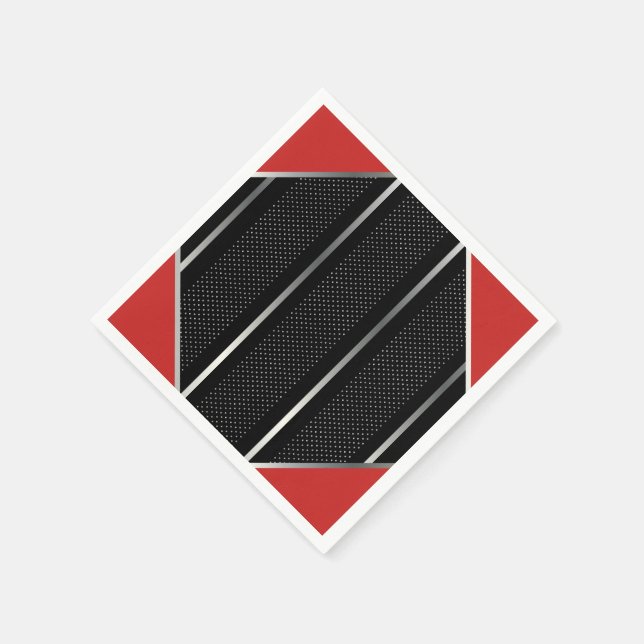 Trendy Silver Geometric Pattern Black Stylish Art Napkin (Corner)