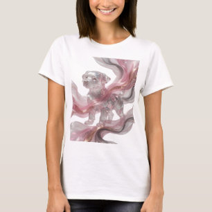 Trendy Silver GLASSY PUPPY Print T-Shirt