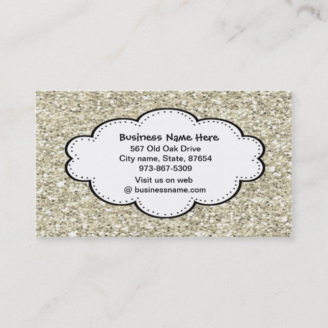 Trendy Silver  Glitter Business Card (Front)