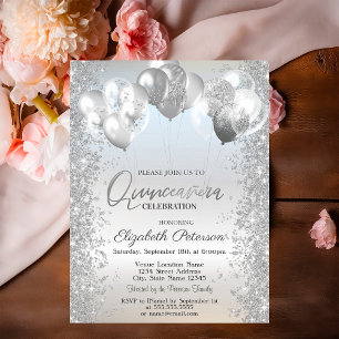 Trendy Silver Glitter Confetti Balloons Invitation