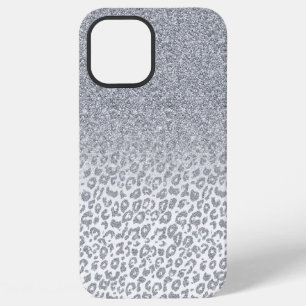 Trendy Silver Glitter & Leopard Print Ombre Design iPhone 12 Pro Max Case