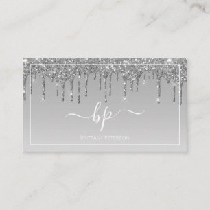 Trendy Silver Glitter Makeup Artist Hair Salon Business Card