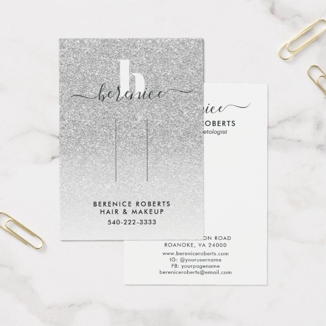 Trendy Silver Glitter Monogram Hair Clip Display (Office)