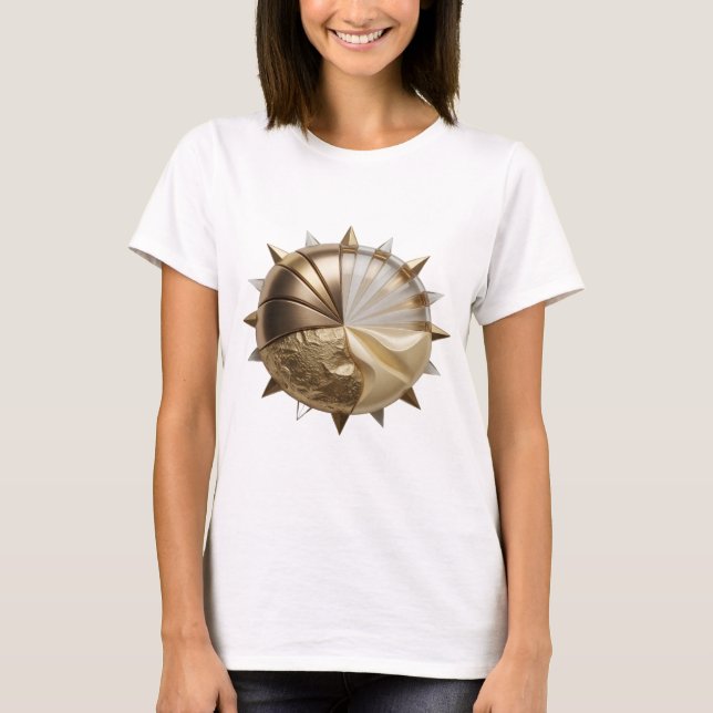Trendy Silver GOLDEN MOON Statement Design T-Shirt (Front)