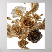 Trendy Silver GOLDEN ROSES AND DIAMONDS