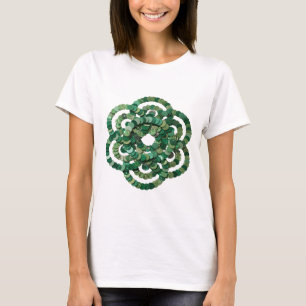 Trendy Silver GREEN SEQUINS Text Design T-Shirt