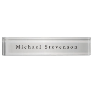 Trendy Silver Grey Modern Design Unique Personal Nameplate