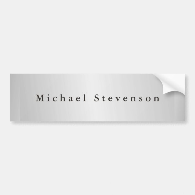 Trendy Silver Grey Modern Professional Bumper Sticker (Front)