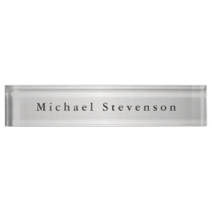 Trendy Silver Grey Modern Professional Nameplate