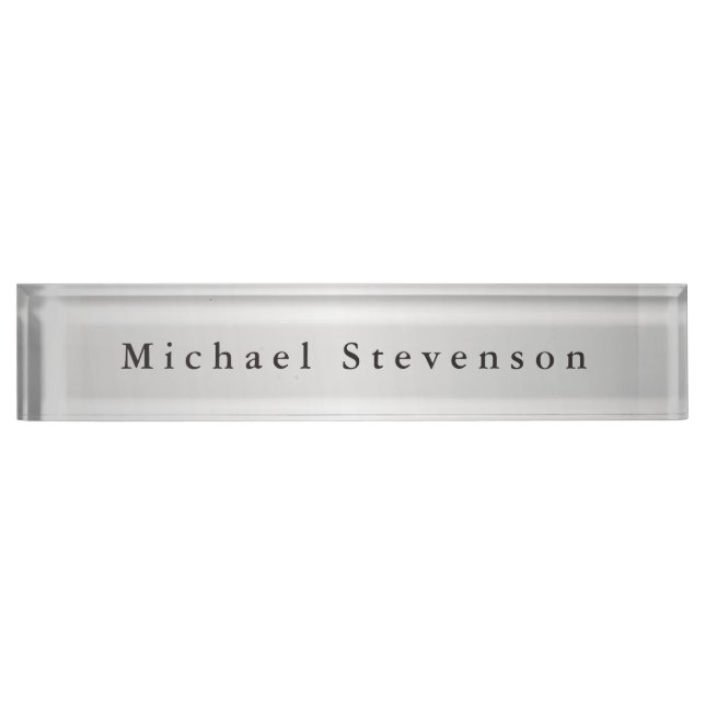 Trendy Silver Grey Modern Professional Nameplate (Front)