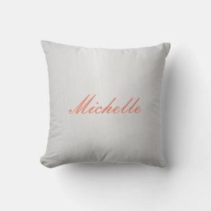 Trendy Silver Grey Modern Professional Your Name Cushion