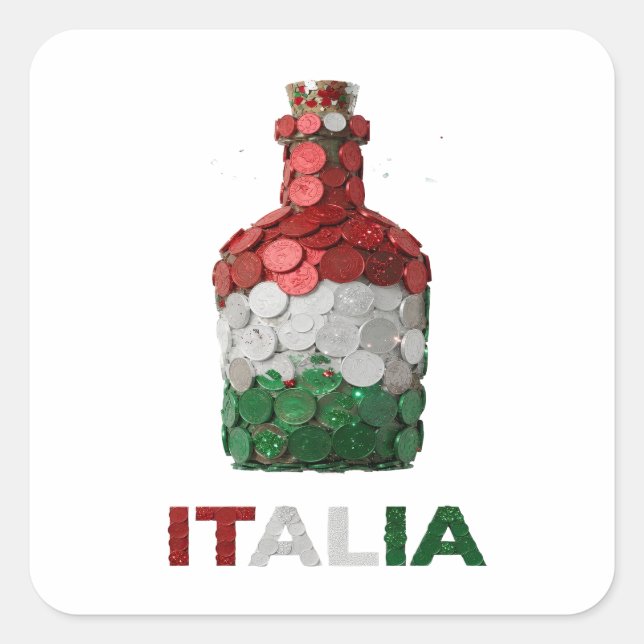 Trendy Silver ITALIA Decal Art Square Sticker (Front)
