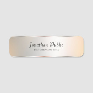 Trendy Silver Look Elegant Modern Template Name Tag