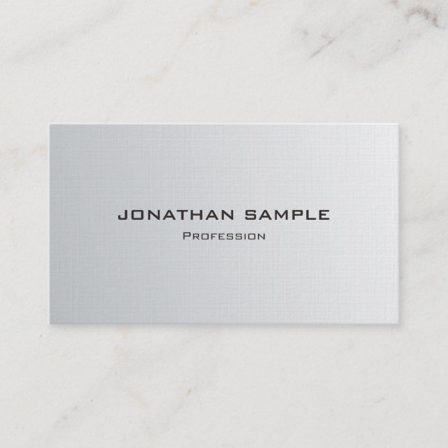 Trendy Silver Look Minimalistic Chic Plain Luxury Business Card (Front)