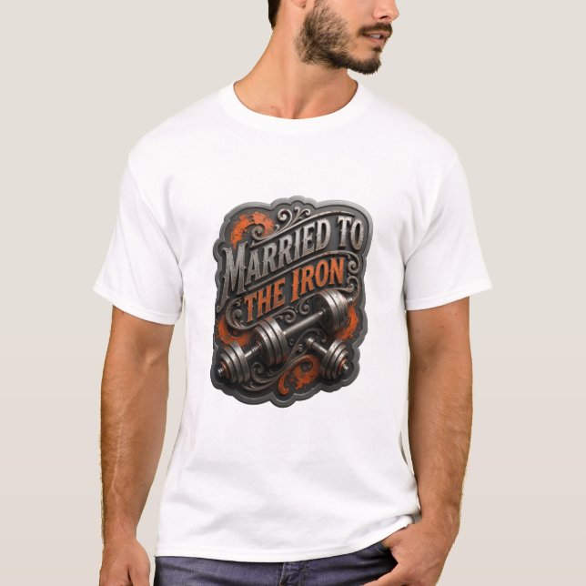 Trendy Silver MARRIED TO THE IRON Graphic Tee (Front)