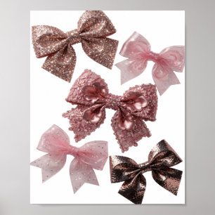 Trendy Silver PINK BOWS Print