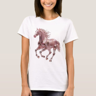 Trendy Silver PINK GLASS HORSE Design T-Shirt