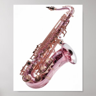 Trendy Silver PINK SAXOPHONE Custom Design Poster
