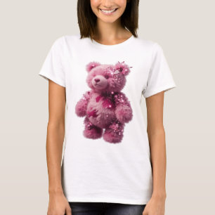 Trendy Silver PINK TEDDY BEAR WITH CRYSTALS T-Shirt