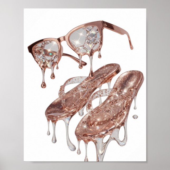 Trendy Silver ROSE GOLD GLAMOUR Statement Design Poster (Front)