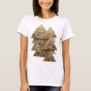 Trendy Silver TREE Print T-Shirt