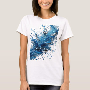 Trendy Silver WATER SPLASH Artistic Motif T-Shirt