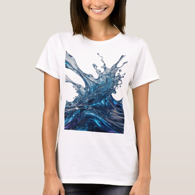 Trendy Silver WATER SPLASH Graphic Tee (Front)