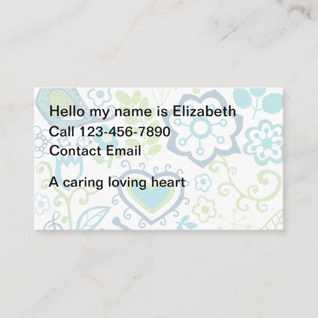 Trendy Simple Babysitting Business Cards (Front)