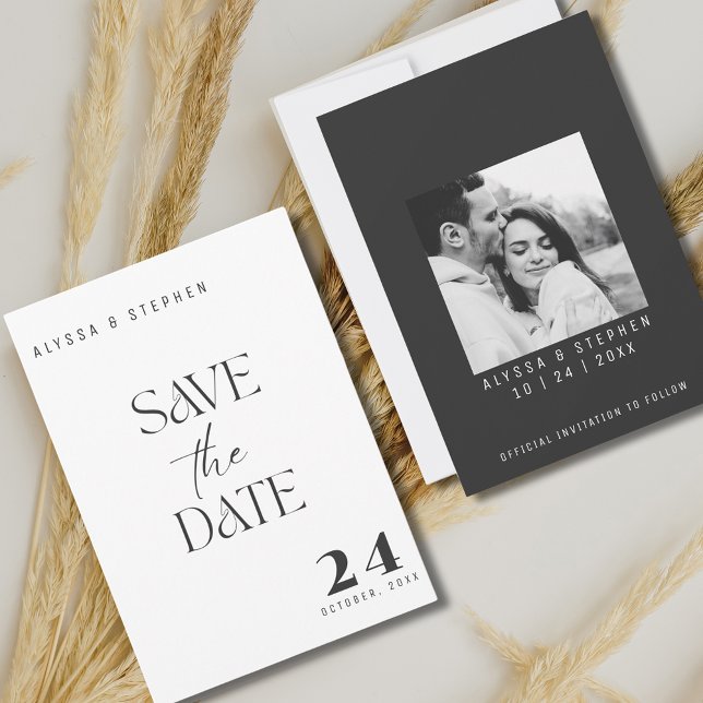 Trendy Simple Black and White Photo Save The Date (Trendy Simple Black and White Photo Save The Date)