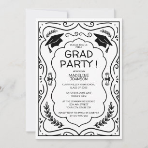 Trendy Simple Black & White 2026 Graduation Party Invitation