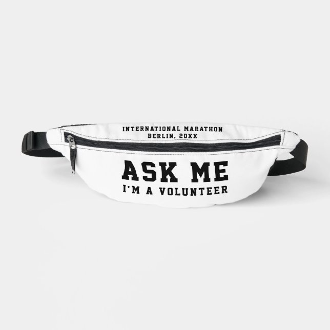 Trendy Simple  Black White Volunteer Ask Minimal Bum Bags (Front)